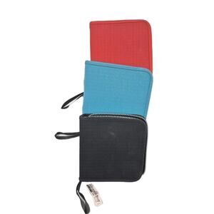 Three IKEA Soft-Sided CD DVD Cases Black Red Teal Hold 20 Discs NWT